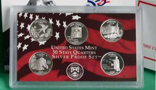 SILVER State QUARTER Proof 5 Coin Set w/ Box & COA PF Statehood Set US 