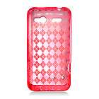 For T Mobile HTC 4G Radar Phone TPU Clear Red Argyle Ca