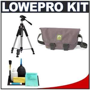Digital SLR Camera Bag/Case (Plum) + Tripod + Accessory Kit for Canon 