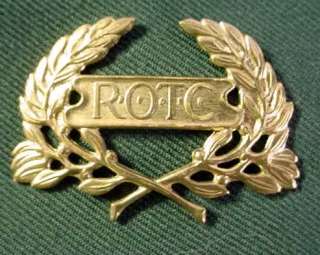   Dark Green US Army Garrison Cap w/ Brass ROTC Insignia Pin  