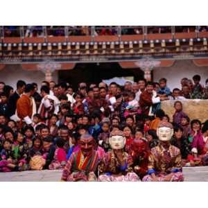 Traditional Cham Masked Dancers During Wangdu Tsechu (Wanduphodrang 