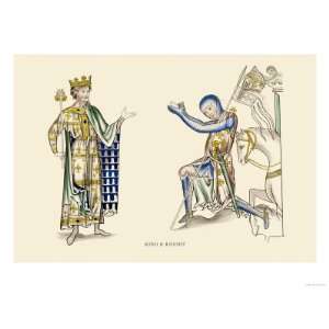   King and Knight Giclee Poster Print by H. Shaw, 32x24