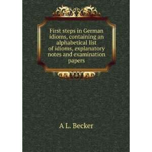  steps in German idioms, containing an alphabetical list of idioms 