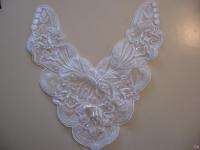 shaped lge white beaded lace applique wedding bridal  