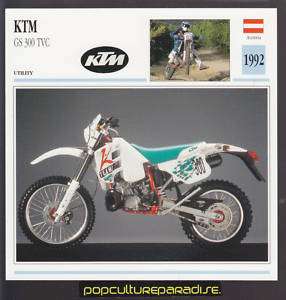 1992 KTM GS 300 TVC MOTORCYCLE DIRT BIKE PICTURE CARD  