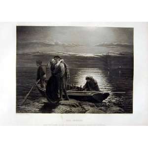  MAN WOMEN BOAT MOONLIGHT 1866 ART JOURNAL POOLE BACON 