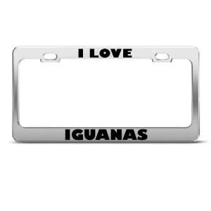  I Love Iguanas Iguana Animal Metal license plate frame Tag 