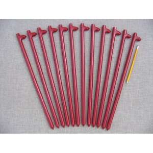   12 pack of Heavy Duty Metal Stakes. 18 Long. Red Baked Enamel Finish