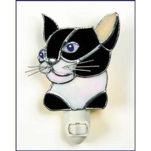 Gallery Art Glass Black and White Cat