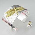 Hot sale New Silver unique dragon fly bracelet +ring Set Fashion 