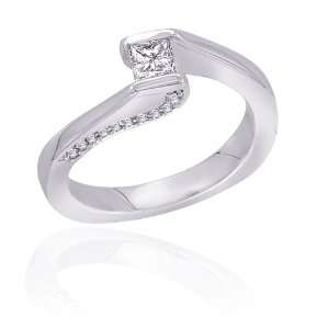  Engagement Ring with Princess Cut Center Diamond Katarina Jewelry