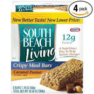 South Beach Living Caramel Peanut Crisp Meal Bars, 6 Count Bars (Pack 
