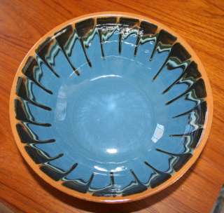 Vintage Troyan Bulgarian Redware Cobalt Serving Bowl  