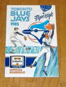 toronto blue jays pocket schedule 1985 MBL  
