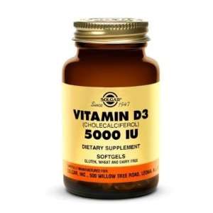  Solgar  Vitamin D3 (Cholecalciferol) 5000 IU 100 Softgels 