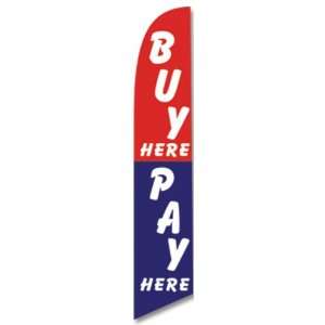 12ft x 2.5ft Buy Here Pay Here Feather Banner Flag Set   INCLUDES 15FT 