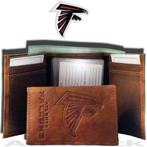   Embossed Brown Leather Wallet   Atlanta Falcons   NFL We Ship FAST