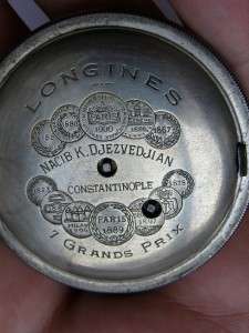 Unique Longines 7 Grand Prix medals silver pocket watch for Ottoman 