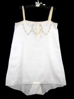   Edwardian Linen Embroid Filet Lace Trimmed Petticoat Pantie Slip