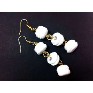 White 3 macarons earrings/adorable fake dessert and food items/Tokyo 