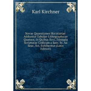   , Xvi. Exhibentur (Latin Edition) Karl Kirchner  Books