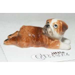 ENGLISH BULLDOG Puppy Dog Winston lays flat New Figurine MINIATURE 