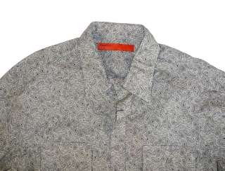 NWT $69 Perry Ellis Light Gray Paisley Long Sleeve Sport Dress Shirt 