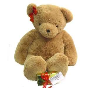 com 36 Honey Belvedere Bear Red Ear Bow Package. Includes Bear, Red 