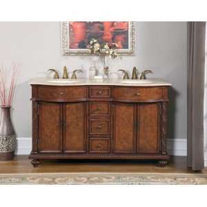   double) 60 Inch Antique Hand Carved Bathroom Vanity