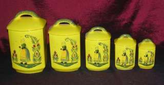 New Quimper Jonquille Spice Canister Set With Lady NEW  