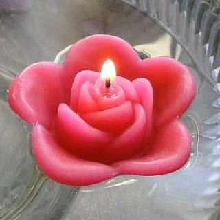 12 Hot Pink floating rose candles wedding party  