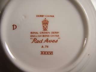 OLD 74 RED AVES DEMITASSE C&S ROYAL CROWN DERBY CHINA  