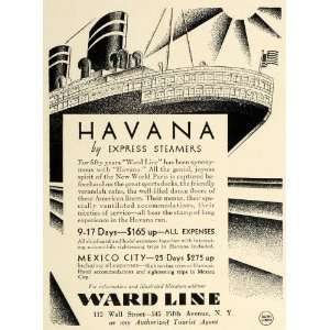  1930 Ad Havana Cuba Ward Cruise Line Steamer Ships Tourism 