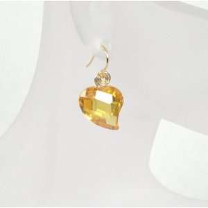  Ladies heart shaped cz earring  citrine Jewelry