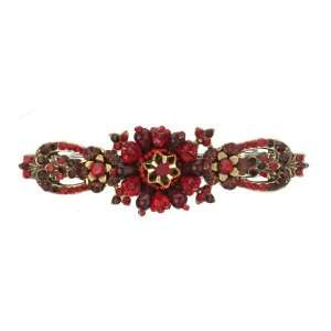 Michal Negrin Adorable Hair Brooch Ornate with Hand Painted Flowers 