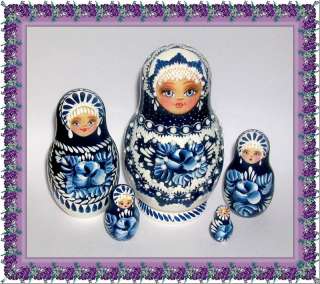 5pc RUSSIAN Nesting Doll Bride from artist  