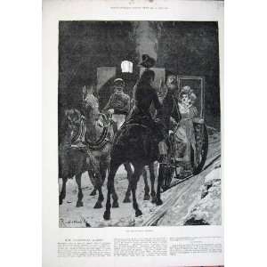  1881 Woodville Fine Art Torchlight Horse Carriage Print 