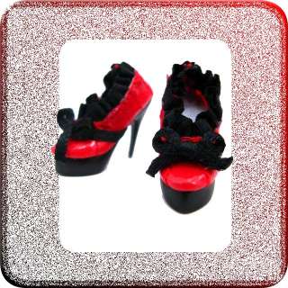 B265 Red Black Handmade High Heels Shoes for Barbie FR  