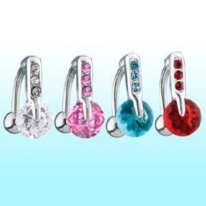 Belly Ring with Top Down Red Round Gem   14G   3/8 Bar Length   Sold 