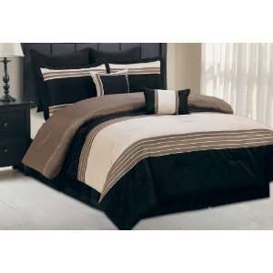   Queen Manolo Taupe and Black Comforter Bedding Set