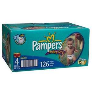 Pampers Baby Dry Diapers, Size 4, 22 37 lbs VALUE PK.   126 Diapers