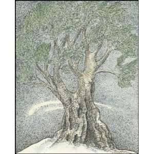  Olive Tree & Shooting Star, Original Mixed Media Artwork 