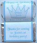60 PERSONALIZED BABY PRINCE BOY CROWN 1ST BIRTHDAY PARTY CANDY 