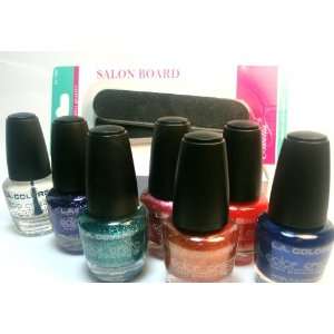   Nail polish   6 Nail Colors with Top Coat & Package of 2 Nail Files