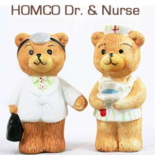 Vintage HOMCO Doctor & Nurse MEDIC BEARS Dr Bag Medical Hat 3.25 