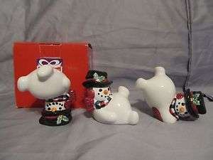 Fitz and Floyd Snowman in Top Hats Promo Tumblers Figurines In Box 
