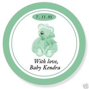 24 Round Baby Food Jar Lid Personalized Shower Label G  