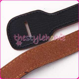 Black PU Leather Guitar Strap solid and durable simple Style lessen 