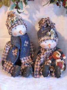 Primitive Snowman Dolls Mom & Daughter Going Ice Skating Pattern 