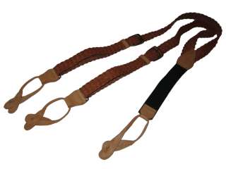 Ralph Lauren Tooled Brown Western Leather Polo Suspenders Belt Buckle 